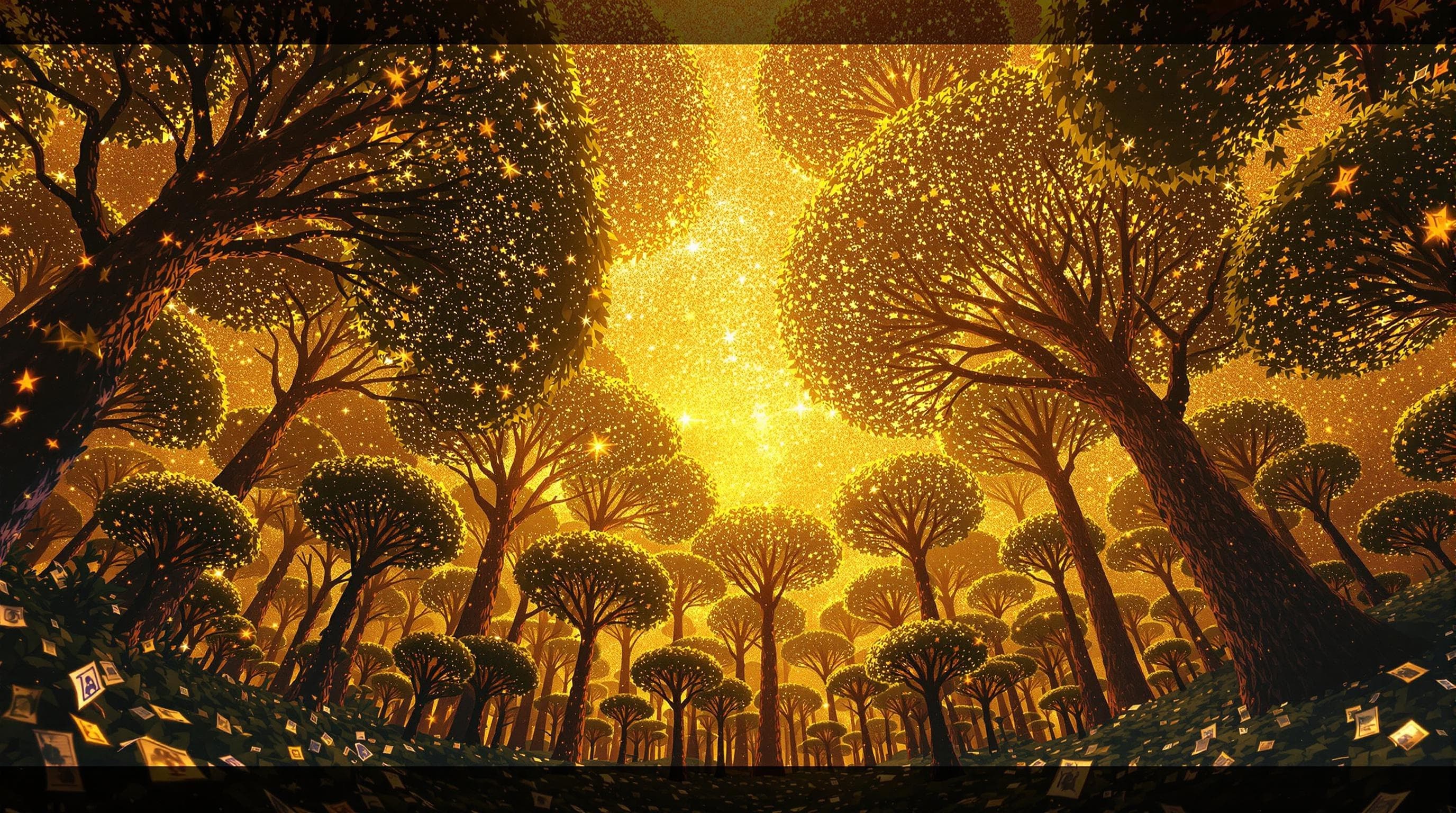 Gold Sky Money Trees Art